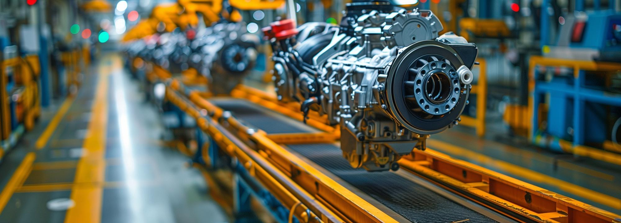 Motores em linha de montagem industrial