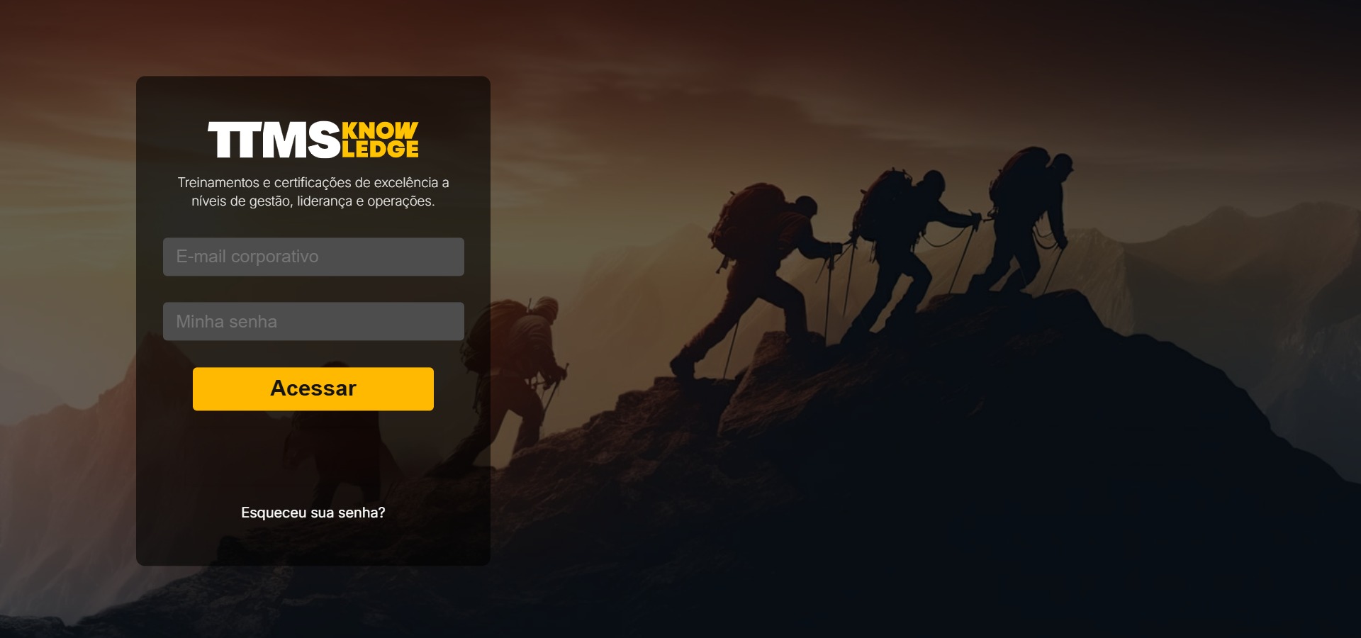 Tela de login do Portal Knowledge da TTMS